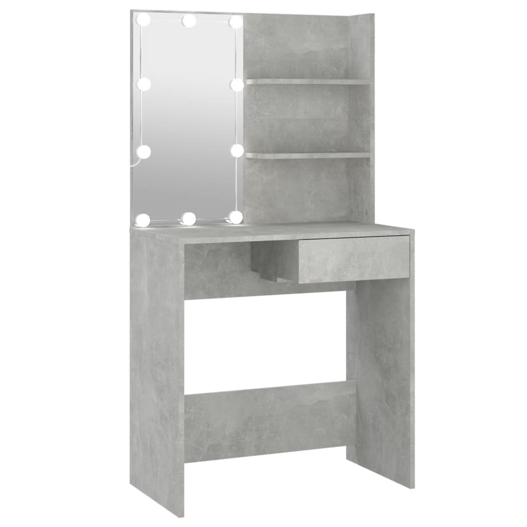 Modern Wooden Dressing Table Makeup Vanity Desk With LED Mirror & Drawer