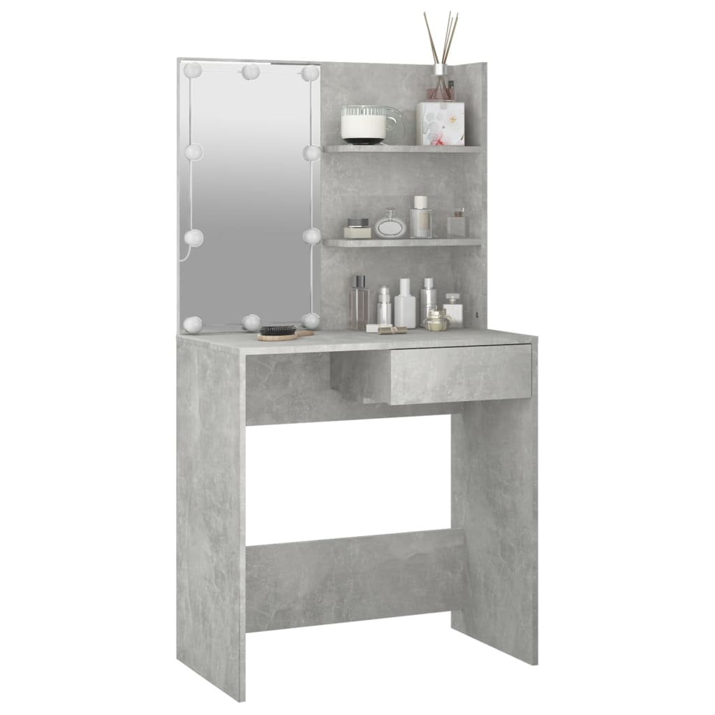 Modern Wooden Dressing Table Makeup Vanity Desk With LED Mirror & Drawer