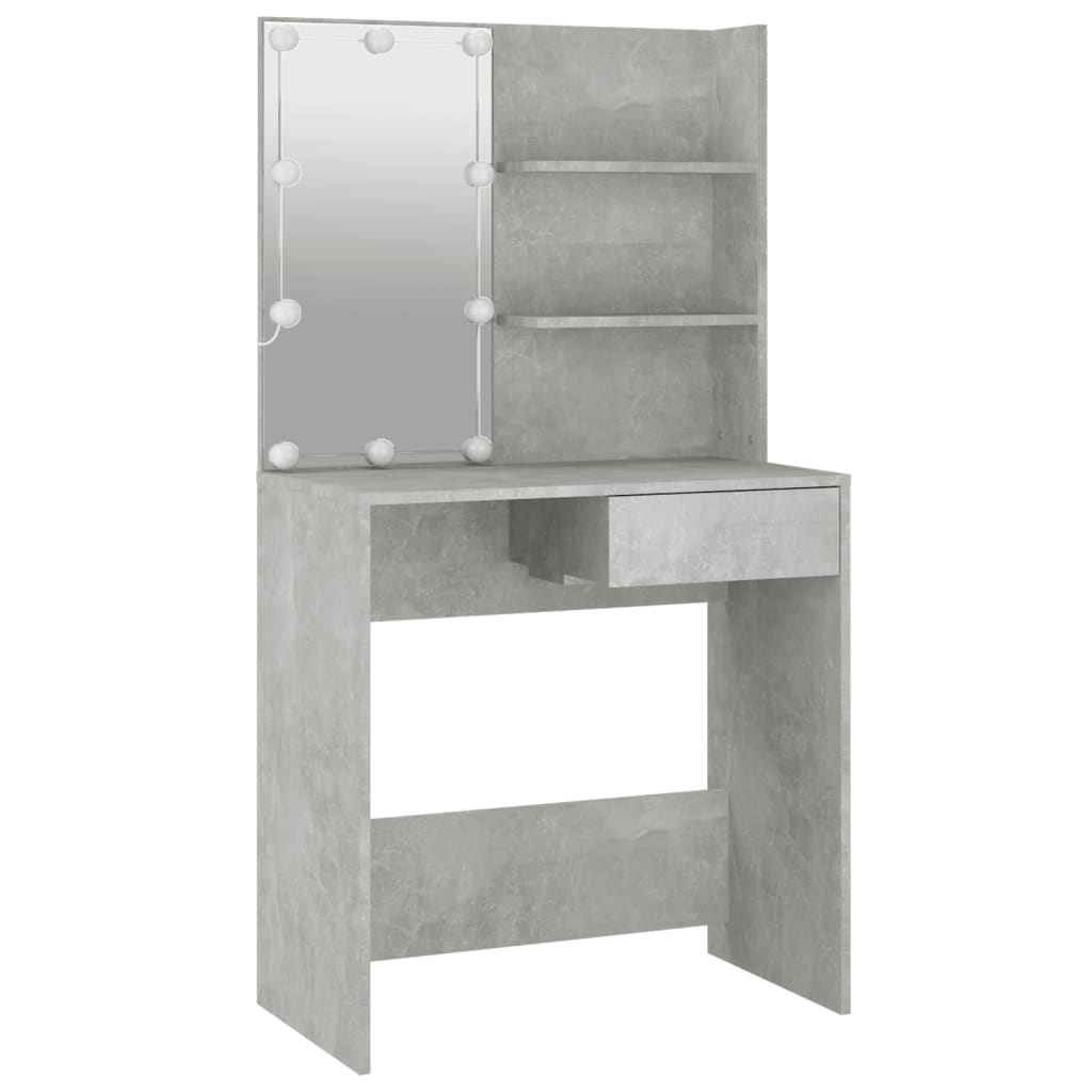 Modern Wooden Dressing Table Makeup Vanity Desk With LED Mirror & Drawer