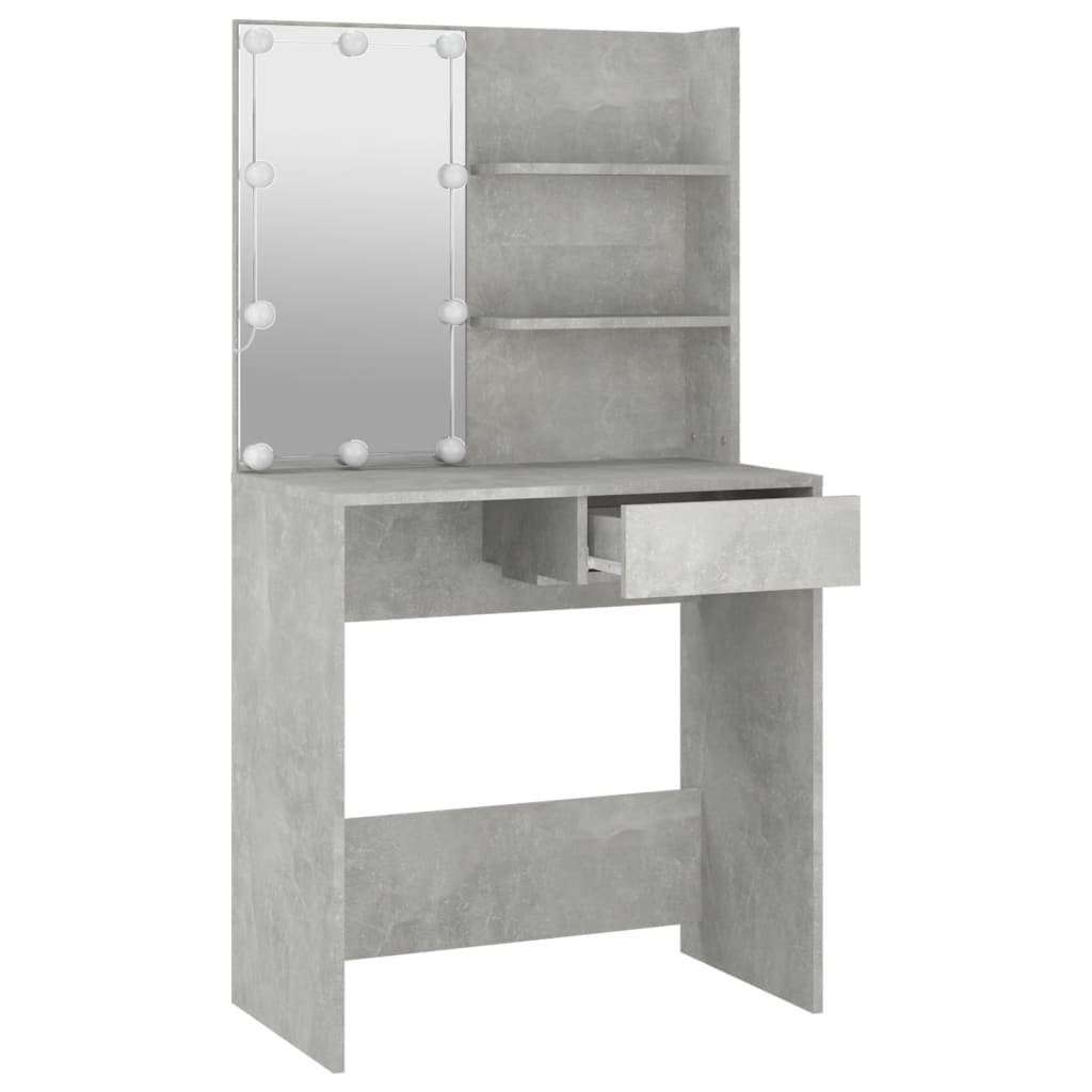 Modern Wooden Dressing Table Makeup Vanity Desk With LED Mirror & Drawer