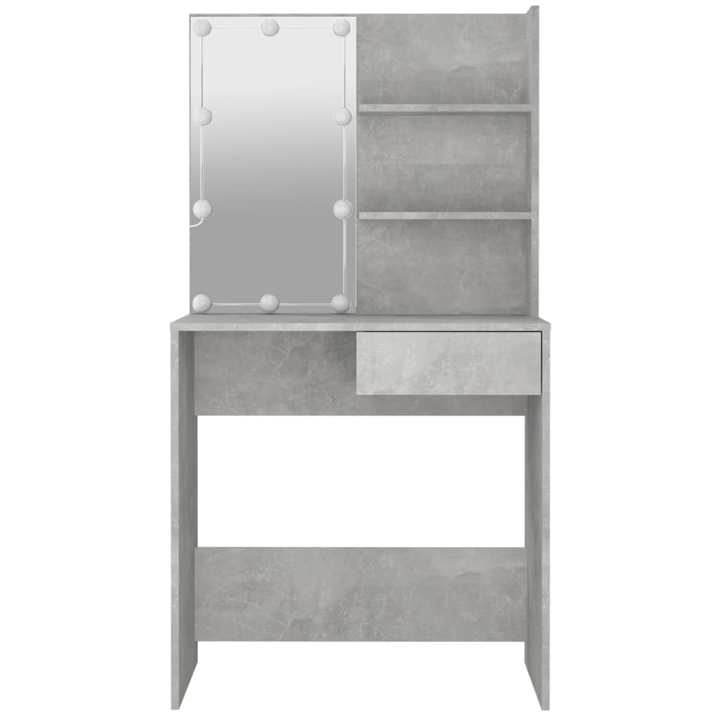 Modern Wooden Dressing Table Makeup Vanity Desk With LED Mirror & Drawer