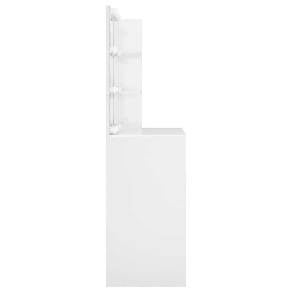 Dressing Table with LED High Gloss White 74.5x40x141 cm