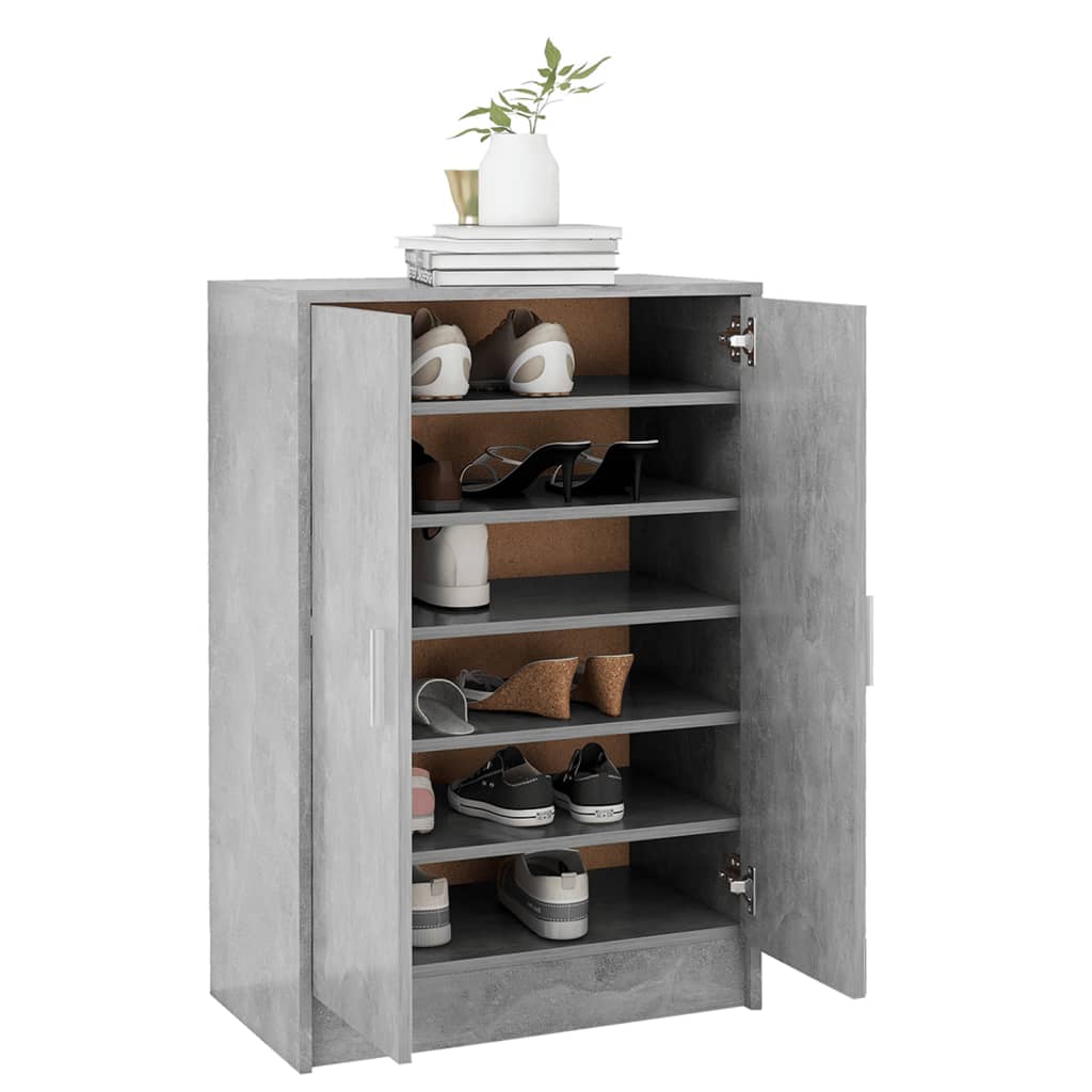 Shoe Cabinet Concrete Grey 60x35x92 cm Engineered Wood