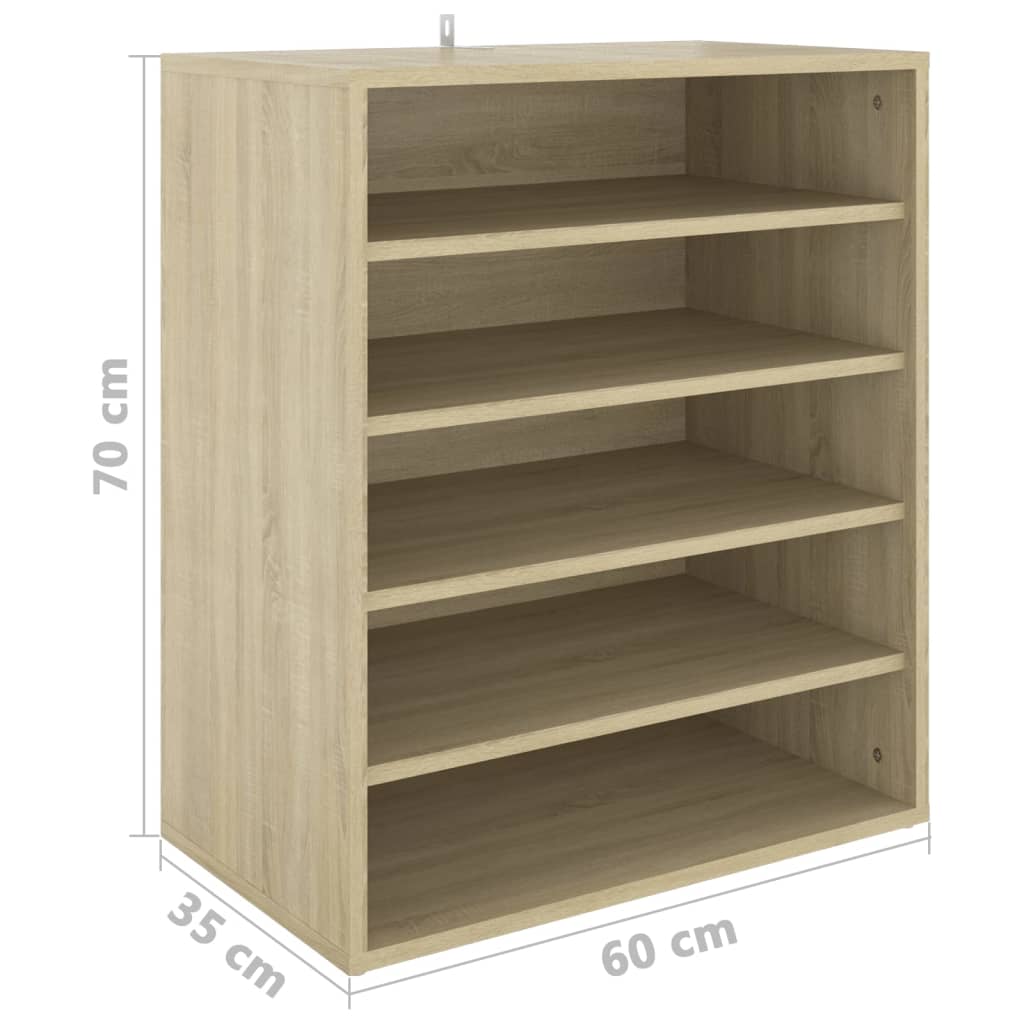 Shoe Cabinet Sonoma Oak 60x35x70 cm Engineered Wood