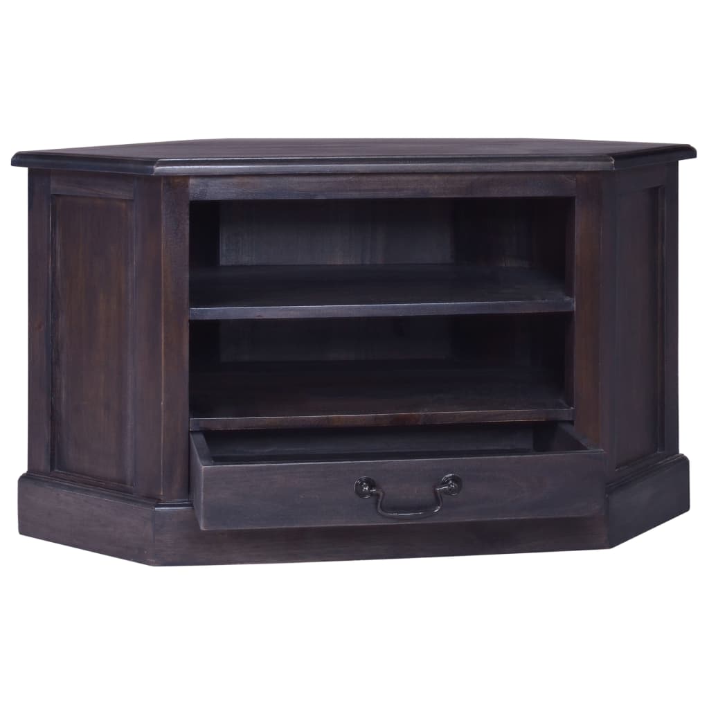 Corner TV Cabinet Light Black 80x40x49 cm Solid Wood Mahogany