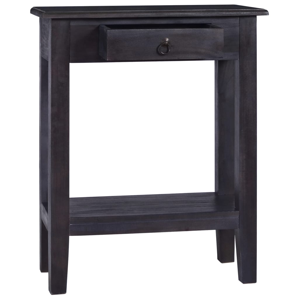 Console Table with Drawer Black 60x30x75 cm Solid Wood Mahogany