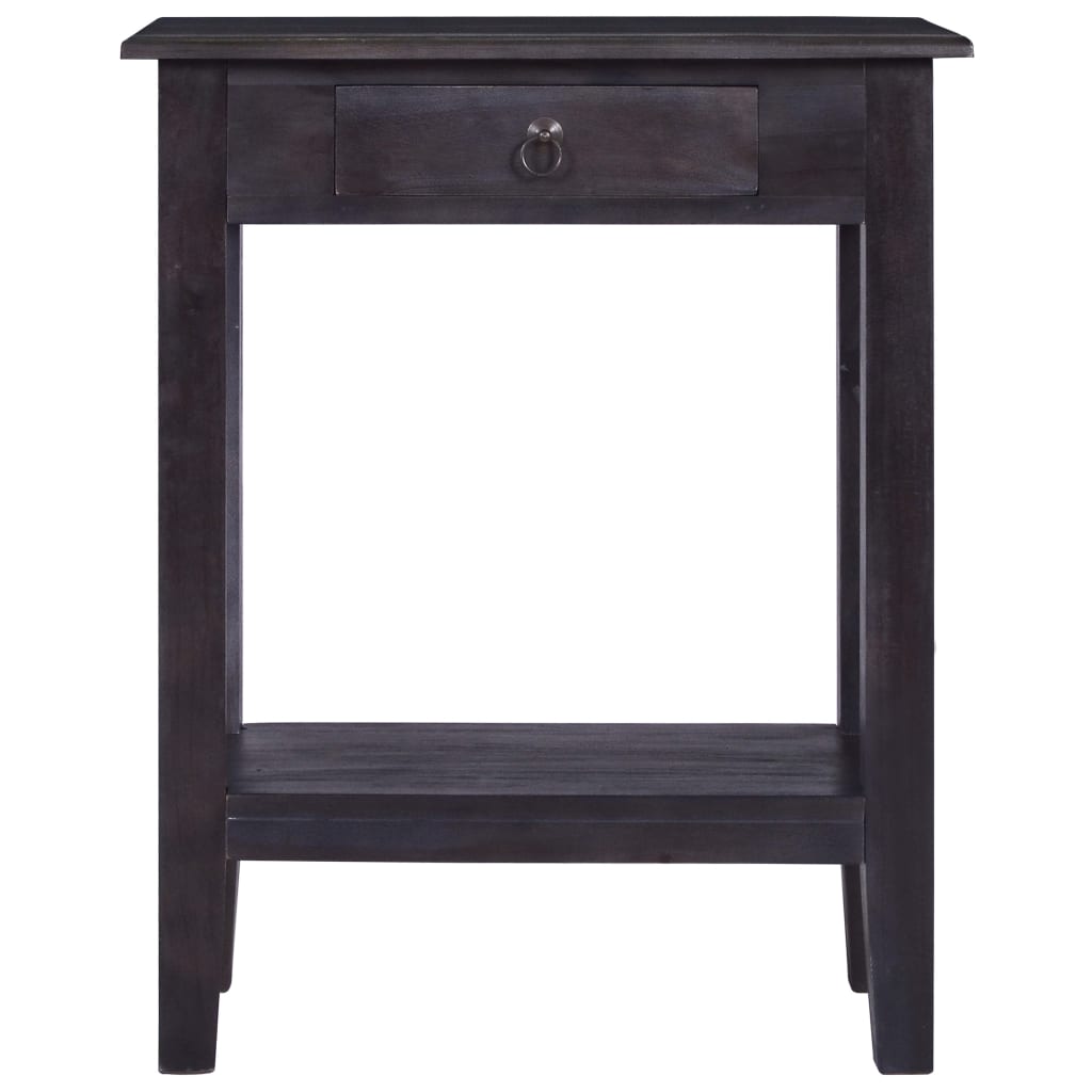 Console Table with Drawer Black 60x30x75 cm Solid Wood Mahogany