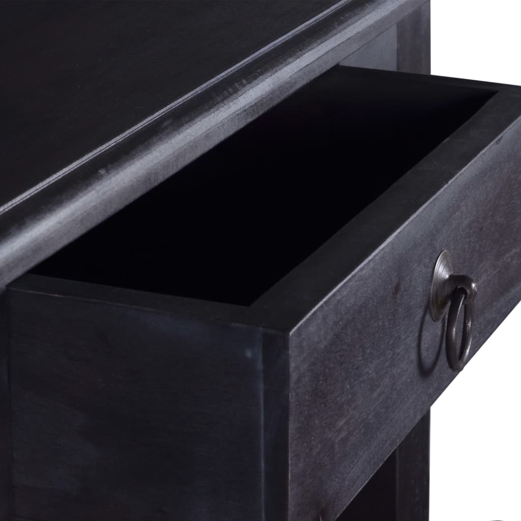 Console Table with Drawer Black 60x30x75 cm Solid Wood Mahogany