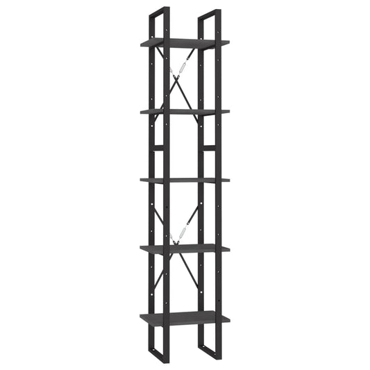 5-Tier Book Cabinet Grey 40x30x175 cm Pinewood