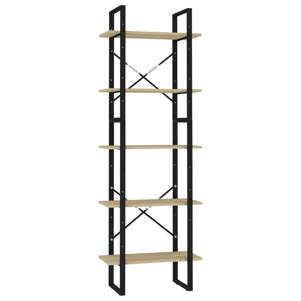 5-Tier Book Cabinet Sonoma Oak 60x30x175 cm Engineered Wood