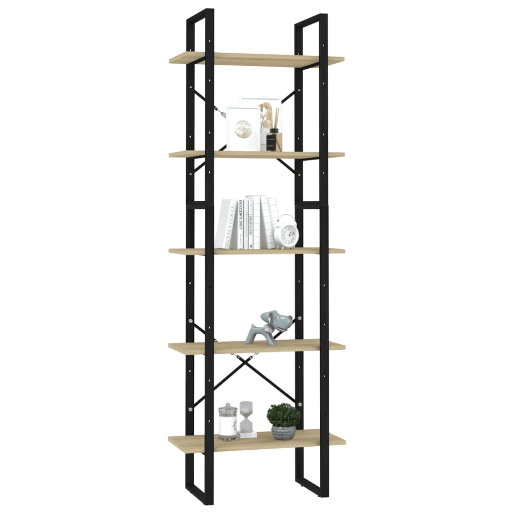 5-Tier Book Cabinet Sonoma Oak 60x30x175 cm Engineered Wood