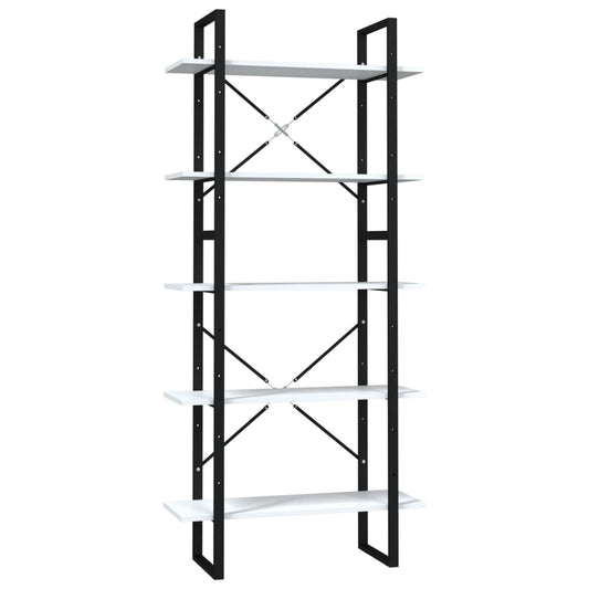 5-Tier Book Cabinet White 80x30x175 cm Engineered Wood