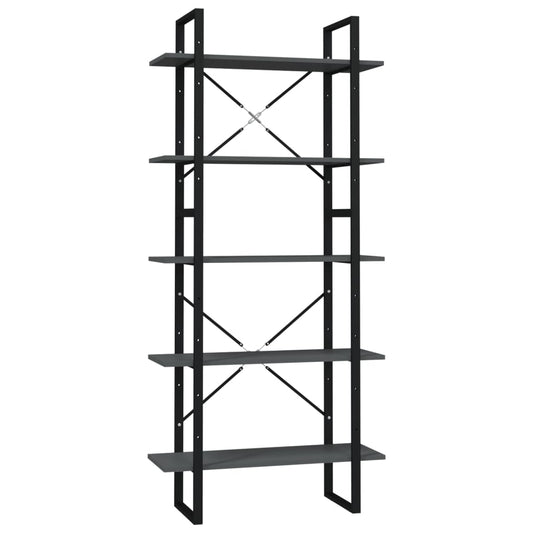 5-Tier Book Cabinet Grey 80x30x175 cm Engineered Wood