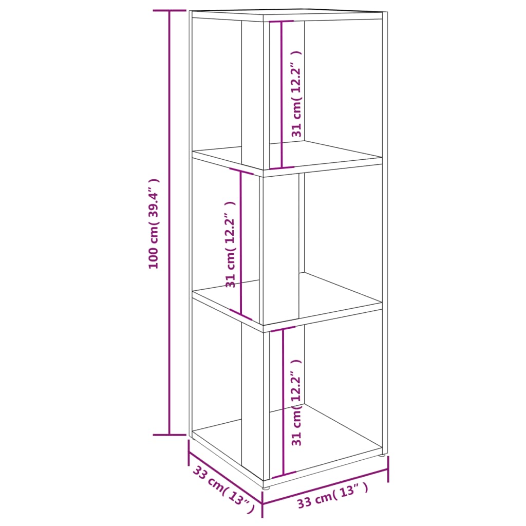 Corner Cabinet Concrete Grey 33x33x100 cm Engineered Wood