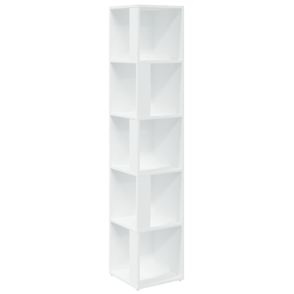 Modern Wooden 5-Tier Corner Bookcase Book Storage Cabinet Wood Shelving