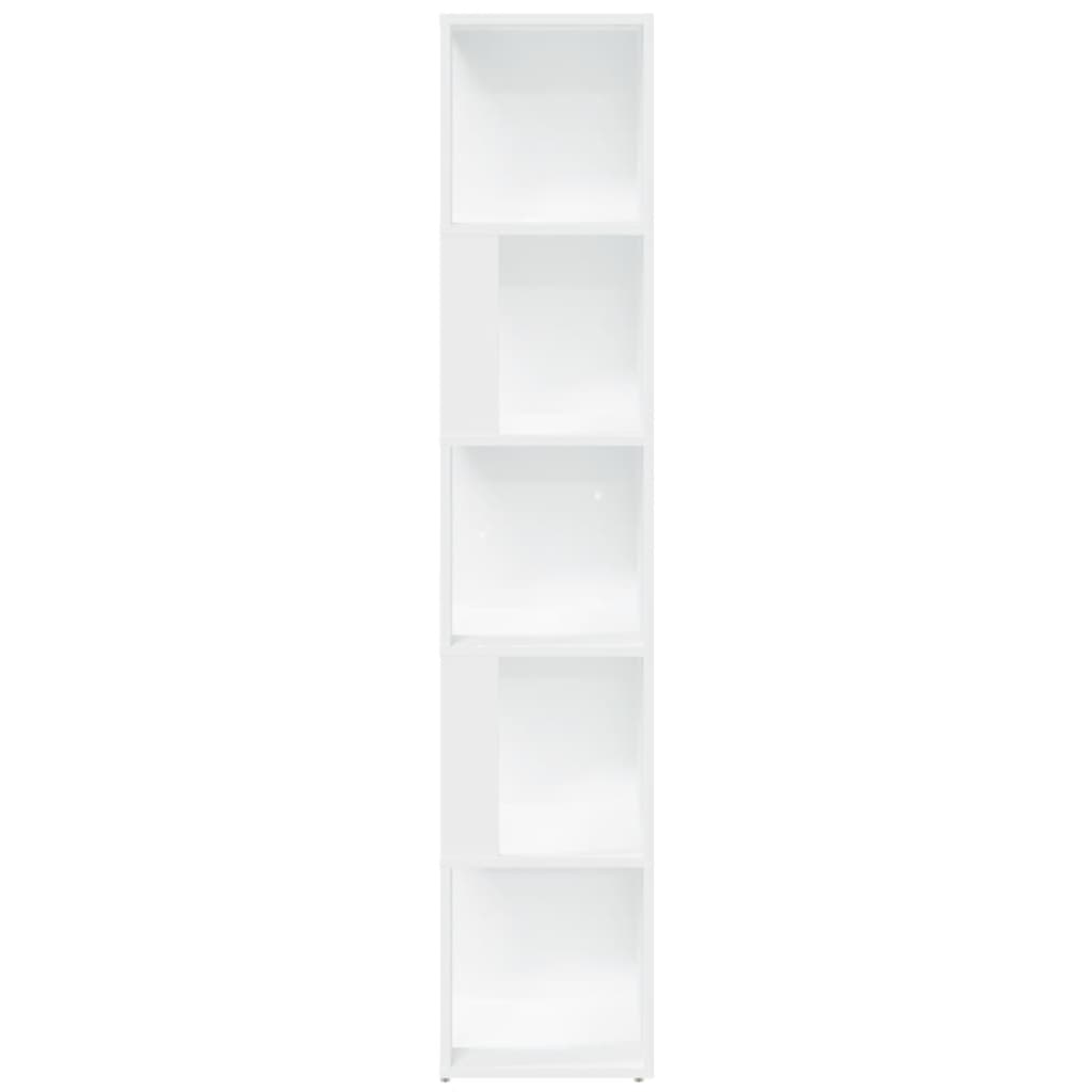 Modern Wooden 5-Tier Corner Bookcase Book Storage Cabinet Wood Shelving