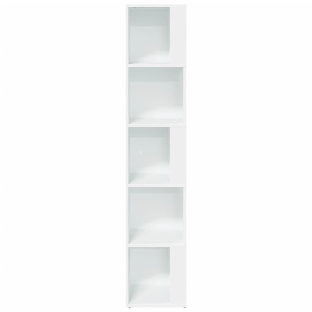 Modern Wooden 5-Tier Corner Bookcase Book Storage Cabinet Wood Shelving