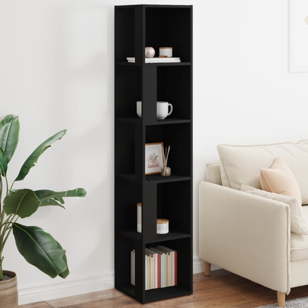 Modern Wooden 5-Tier Corner Bookcase Book Storage Cabinet Wood Shelving