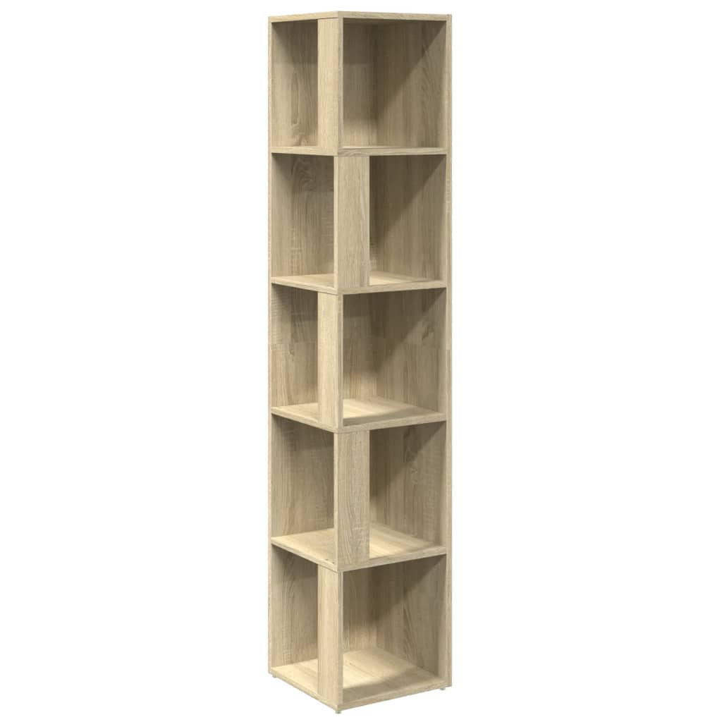 Modern Wooden 5-Tier Corner Bookcase Book Storage Cabinet Wood Shelving