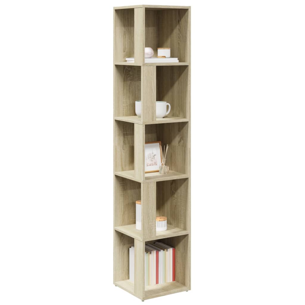 Modern Wooden 5-Tier Corner Bookcase Book Storage Cabinet Wood Shelving