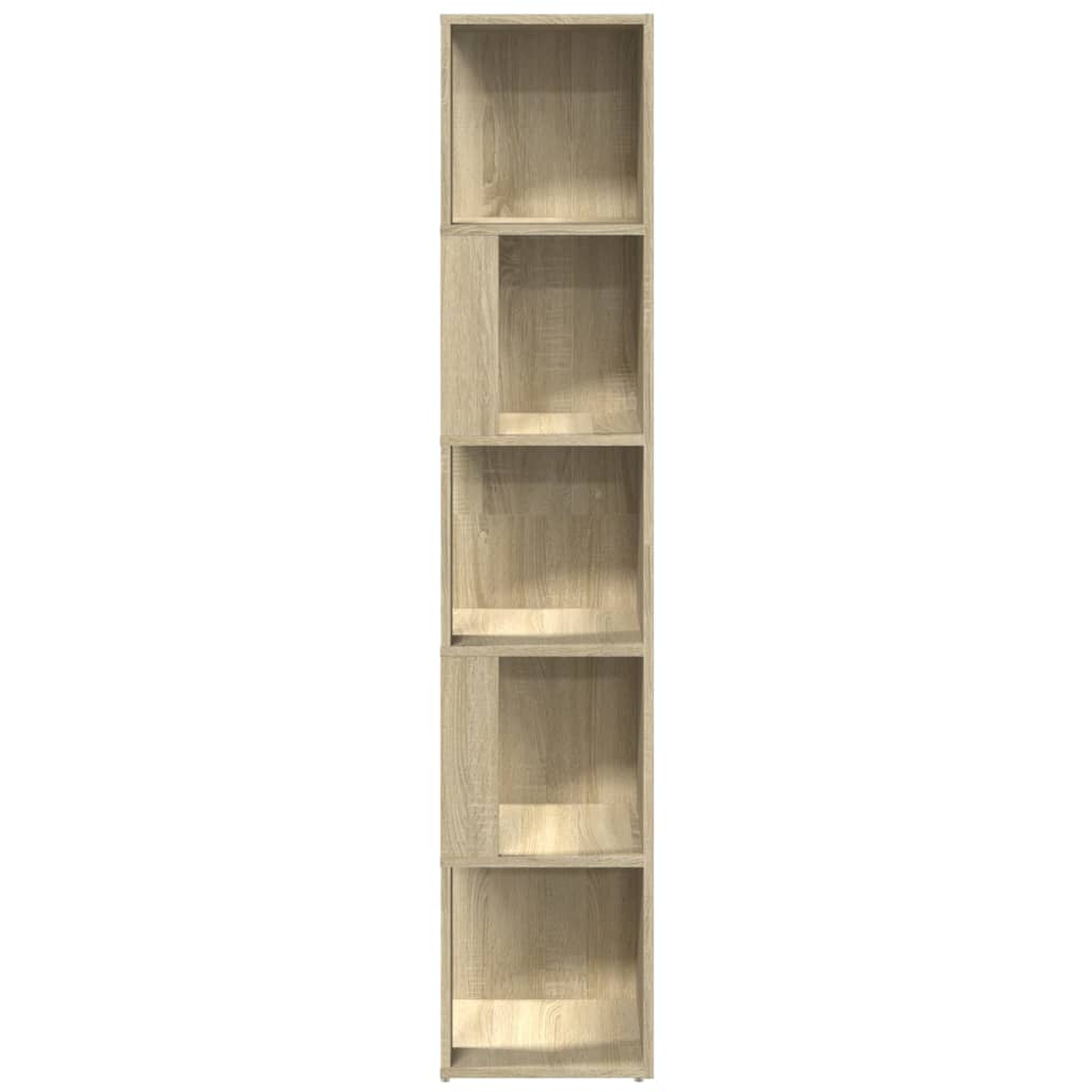 Modern Wooden 5-Tier Corner Bookcase Book Storage Cabinet Wood Shelving