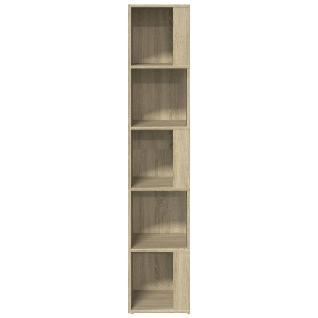 Modern Wooden 5-Tier Corner Bookcase Book Storage Cabinet Wood Shelving