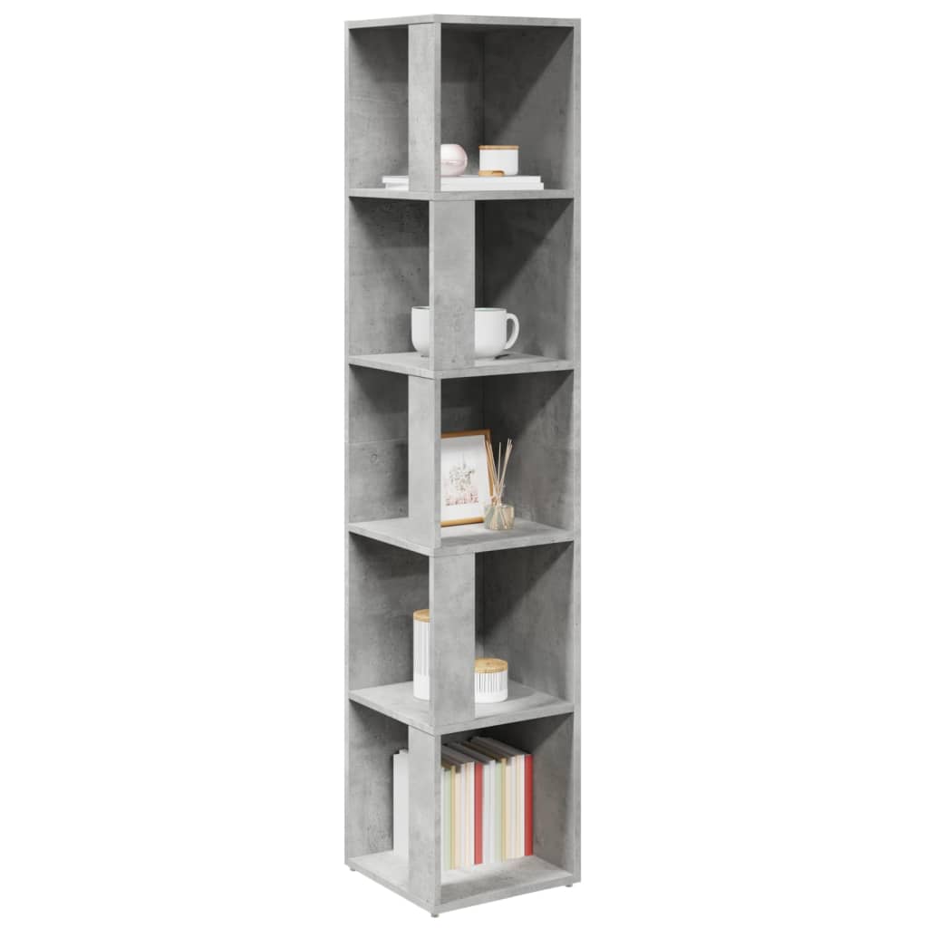 Modern Wooden 5-Tier Corner Bookcase Book Storage Cabinet Wood Shelving