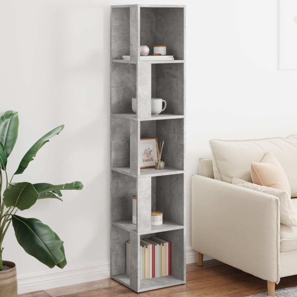 Modern Wooden 5-Tier Corner Bookcase Book Storage Cabinet Wood Shelving