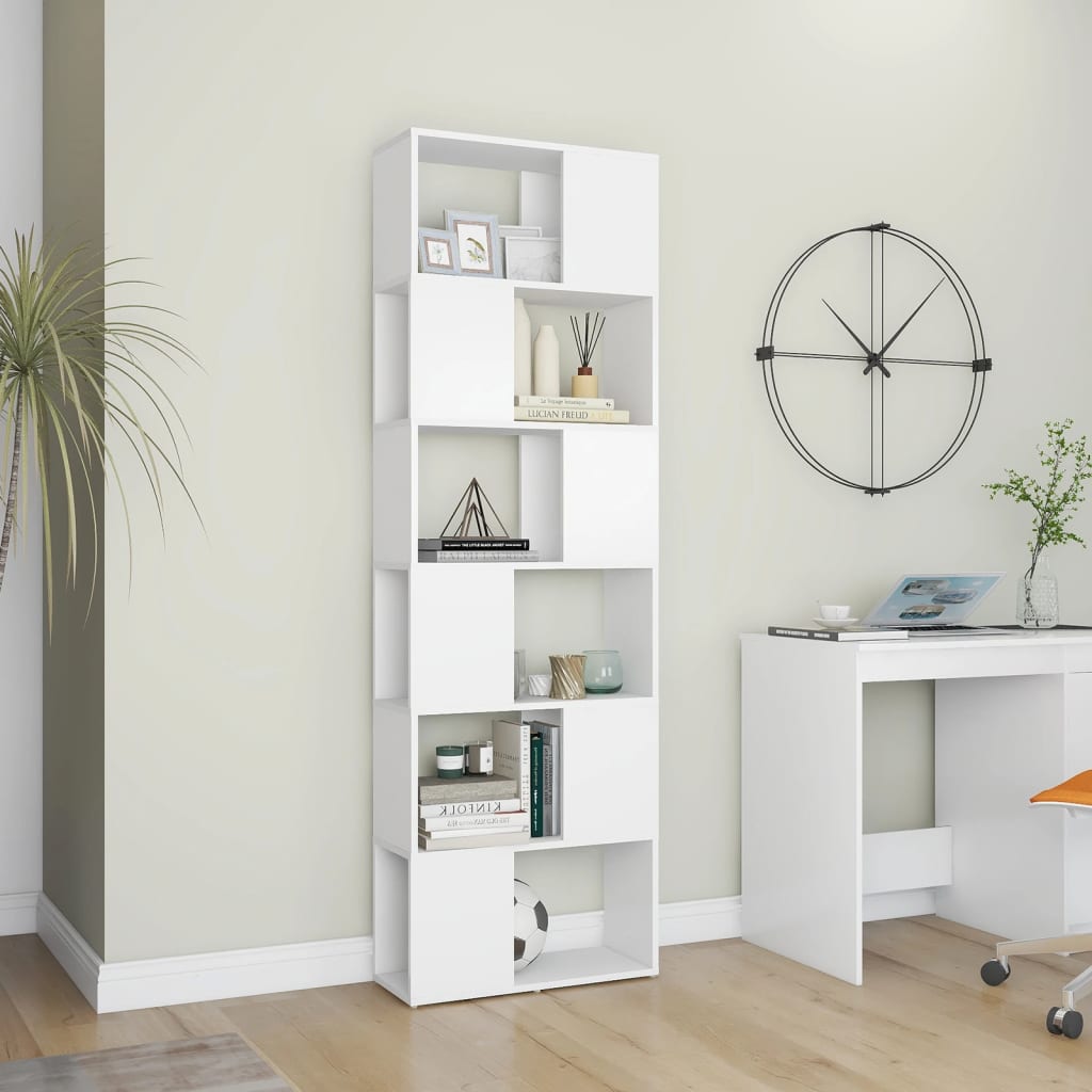 Modern Wooden Tall Open Bookcase Book Storage Cabinet Room Divider Wood