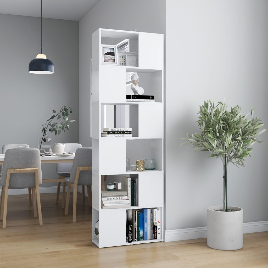 Modern Wooden Tall Open Bookcase Book Storage Cabinet Room Divider Wood