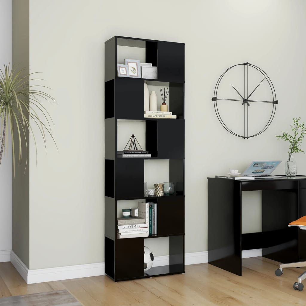 Modern Wooden Tall Open Bookcase Book Storage Cabinet Room Divider Wood