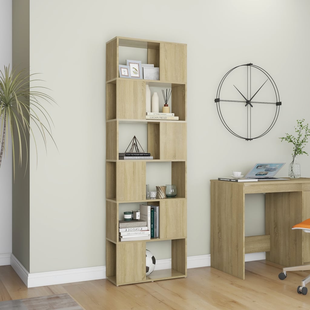 Modern Wooden Tall Open Bookcase Book Storage Cabinet Room Divider Wood