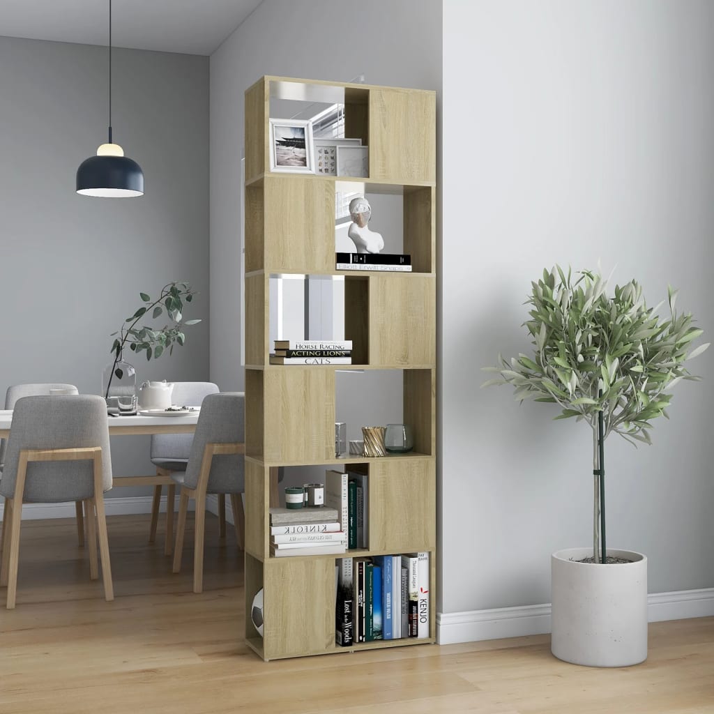 Modern Wooden Tall Open Bookcase Book Storage Cabinet Room Divider Wood