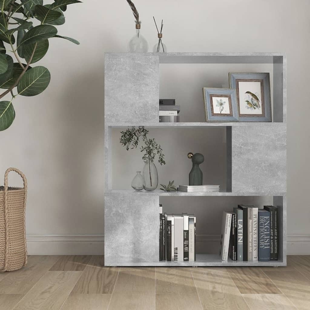 Book Cabinet Room Divider Concrete Grey 80x24x94 cm Engineered Wood