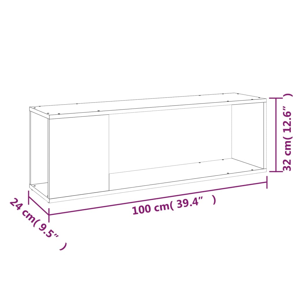 TV Cabinet Grey 100x24x32 cm Engineered Wood