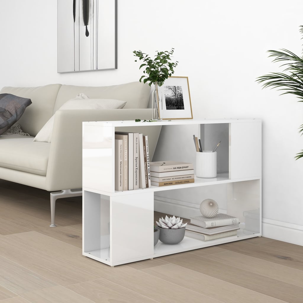 Book Cabinet High Gloss White 100x24x63 cm Engineered Wood