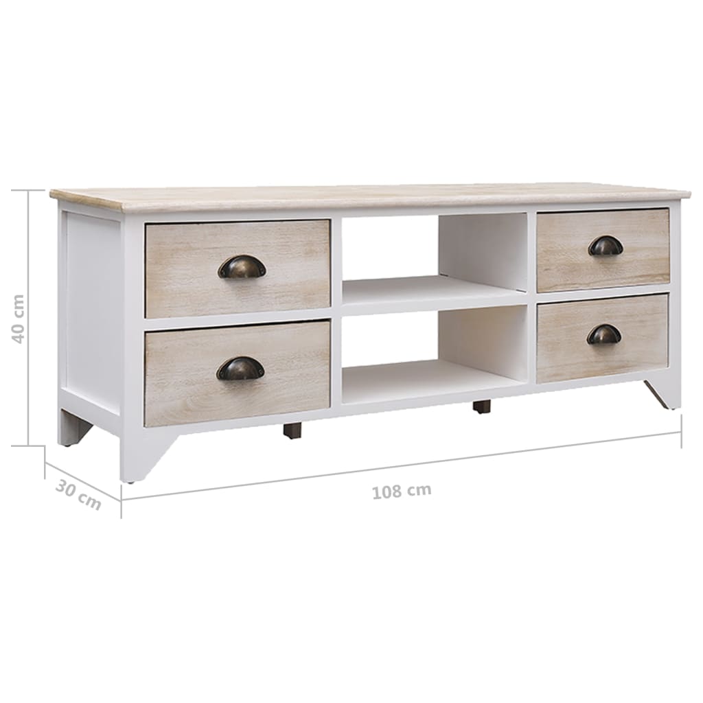 TV Cabinet 108x30x40 cm Solid Paulownia Wood