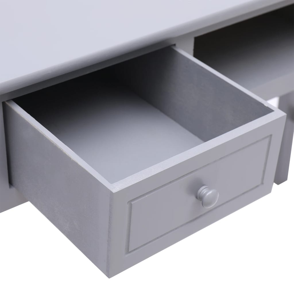 Desk Grey 108x45x76 cm Solid Wood Paulownia