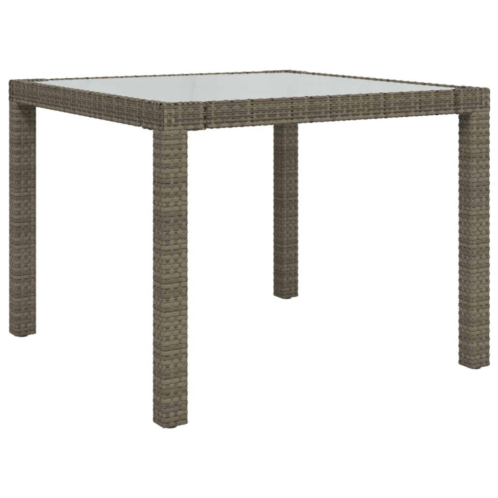 Outdoor Patio Poly Rattan Square Garden 4 Person Dining Table With Glass Top