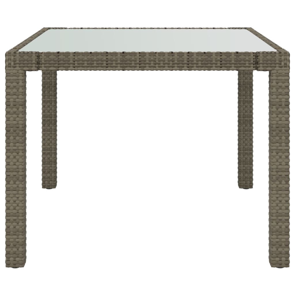Outdoor Patio Poly Rattan Square Garden 4 Person Dining Table With Glass Top