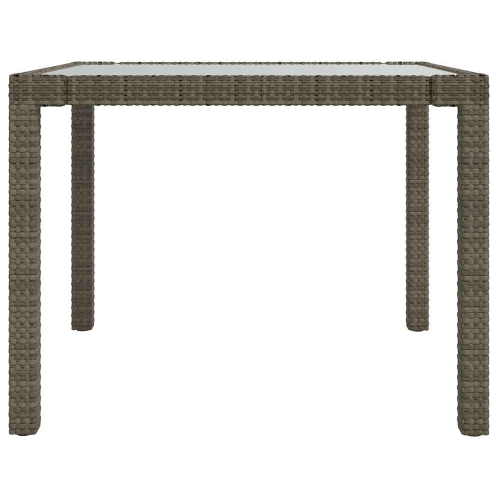 Outdoor Patio Poly Rattan Square Garden 4 Person Dining Table With Glass Top