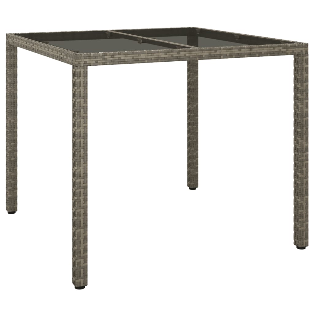 Outdoor Patio Poly Rattan Square Garden 4 Person Dining Table With Glass Top