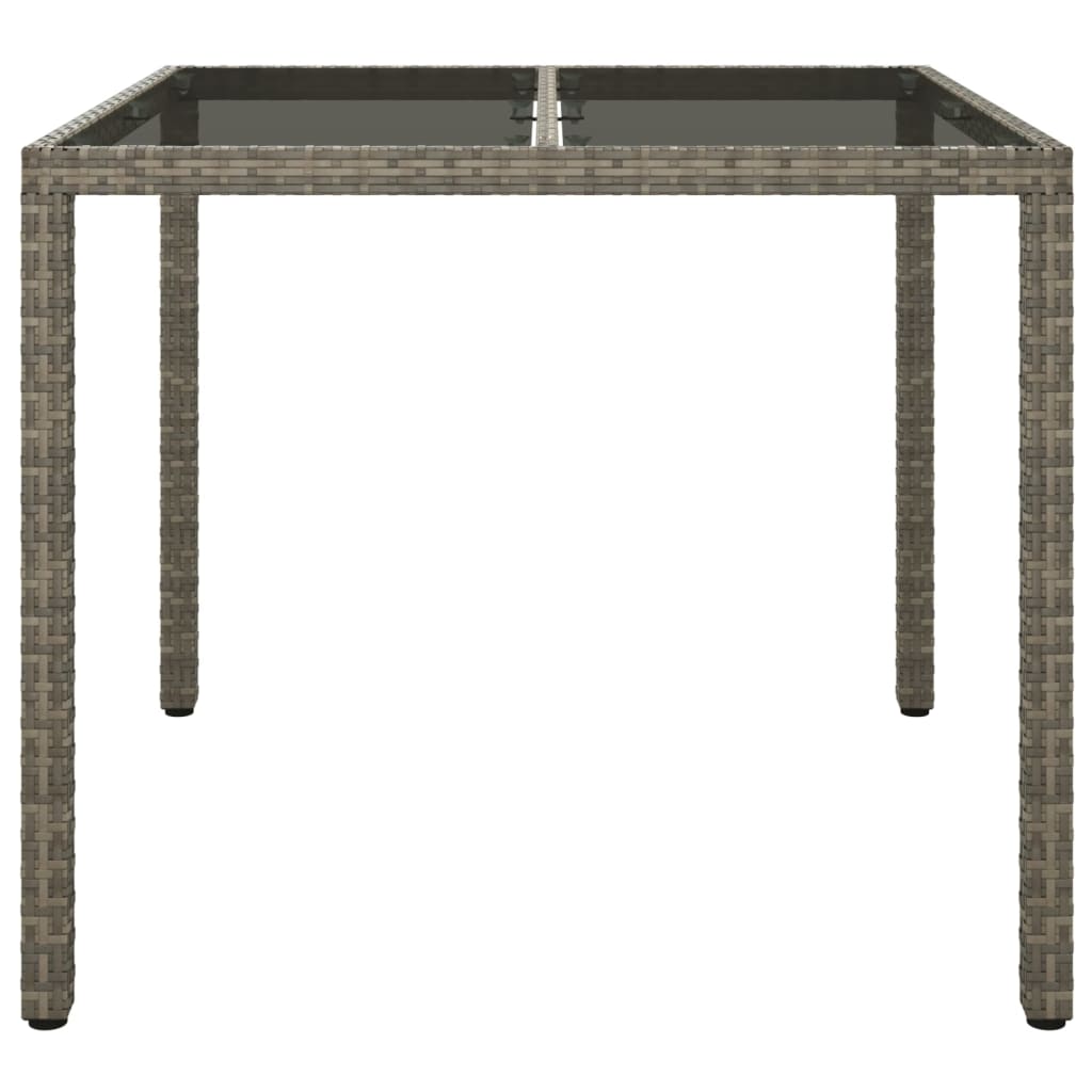Outdoor Patio Poly Rattan Square Garden 4 Person Dining Table With Glass Top