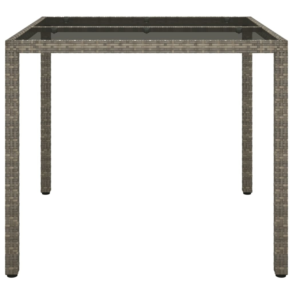 Outdoor Patio Poly Rattan Square Garden 4 Person Dining Table With Glass Top