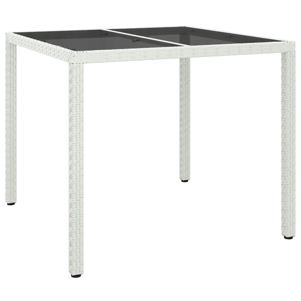 Outdoor Patio Poly Rattan Square Garden 4 Person Dining Table With Glass Top