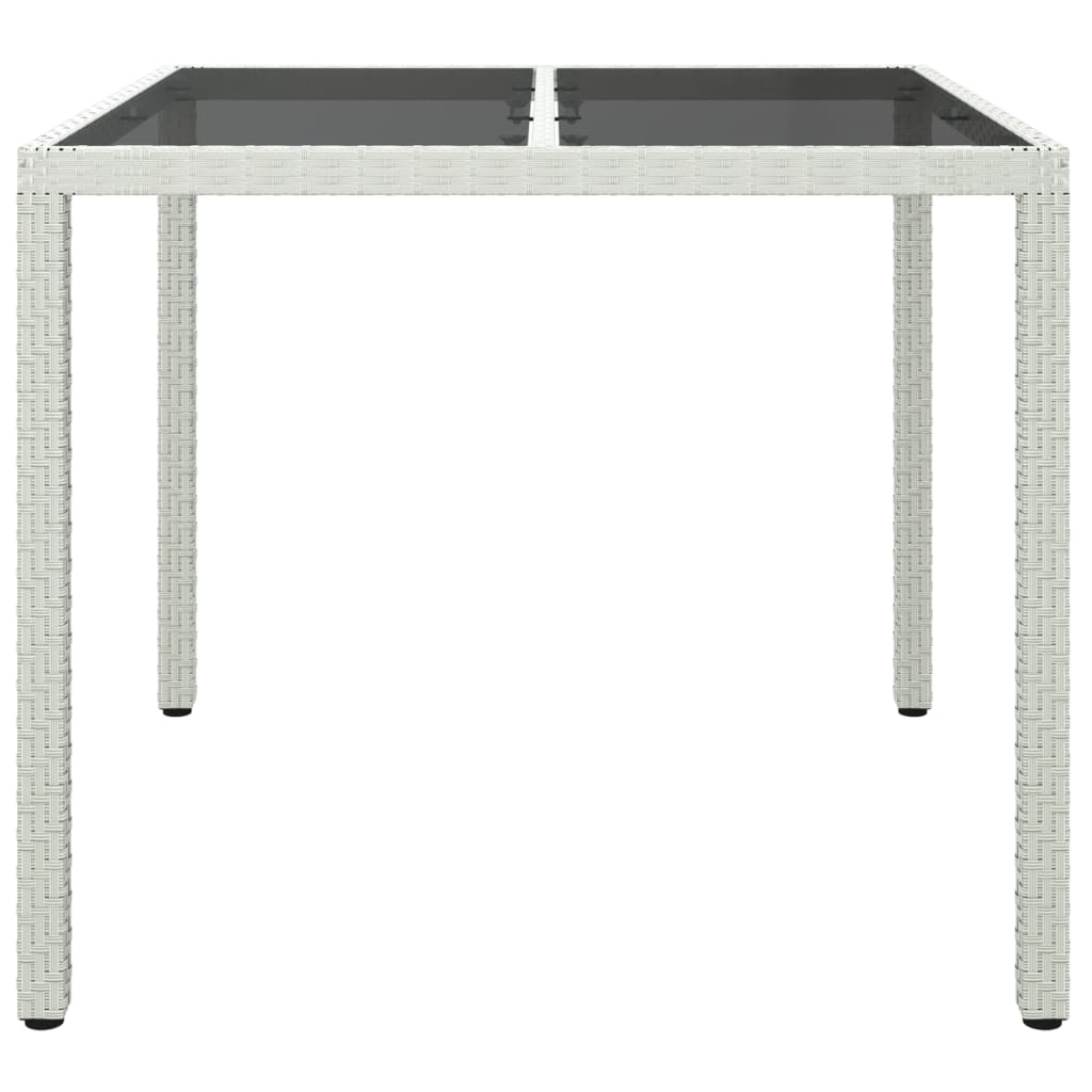 Outdoor Patio Poly Rattan Square Garden 4 Person Dining Table With Glass Top