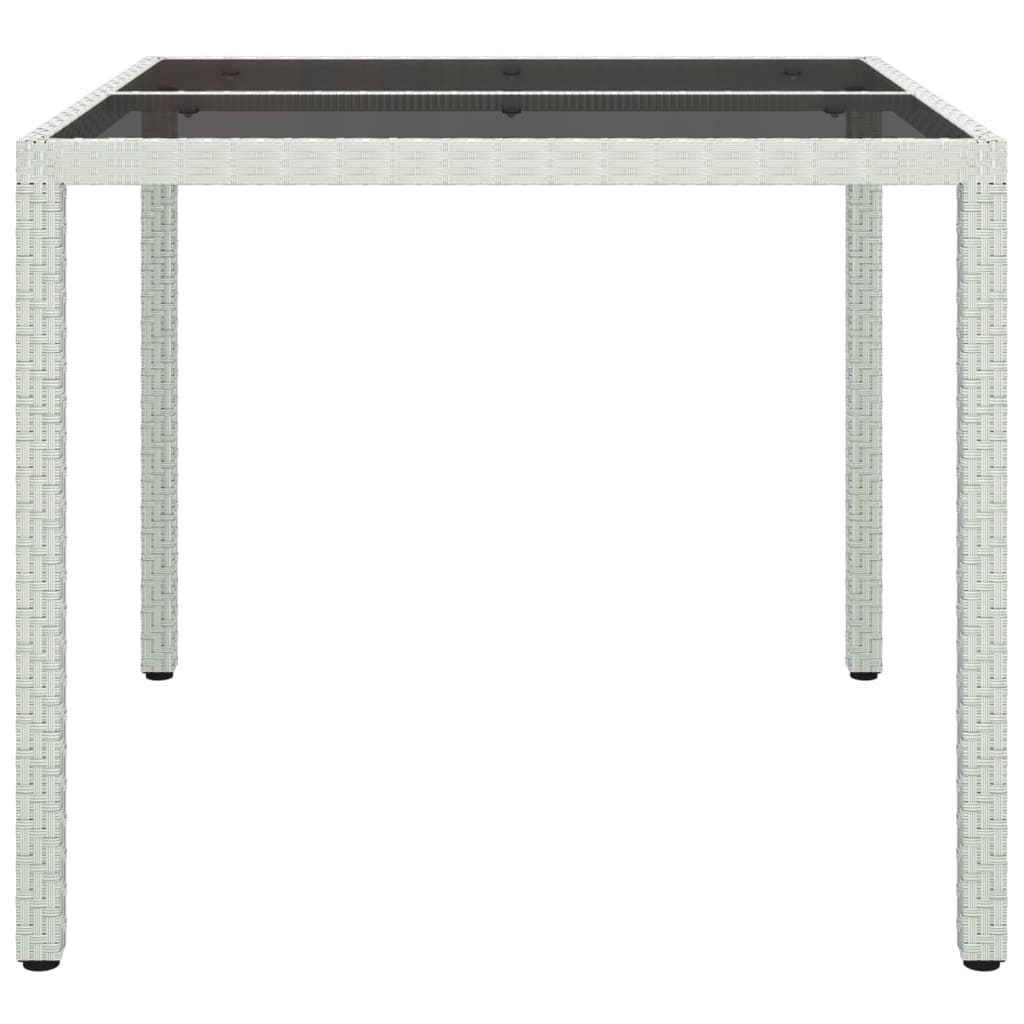 Outdoor Patio Poly Rattan Square Garden 4 Person Dining Table With Glass Top