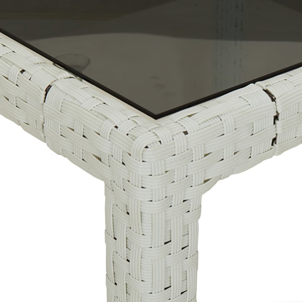 Outdoor Patio Poly Rattan Square Garden 4 Person Dining Table With Glass Top