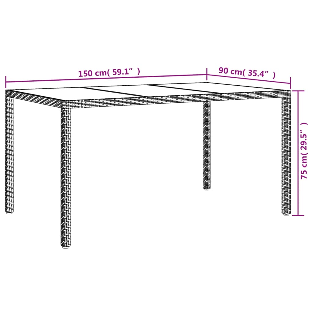 Outdoor Patio Rectangular Garden Dining Table With Glass Top Outside Tables