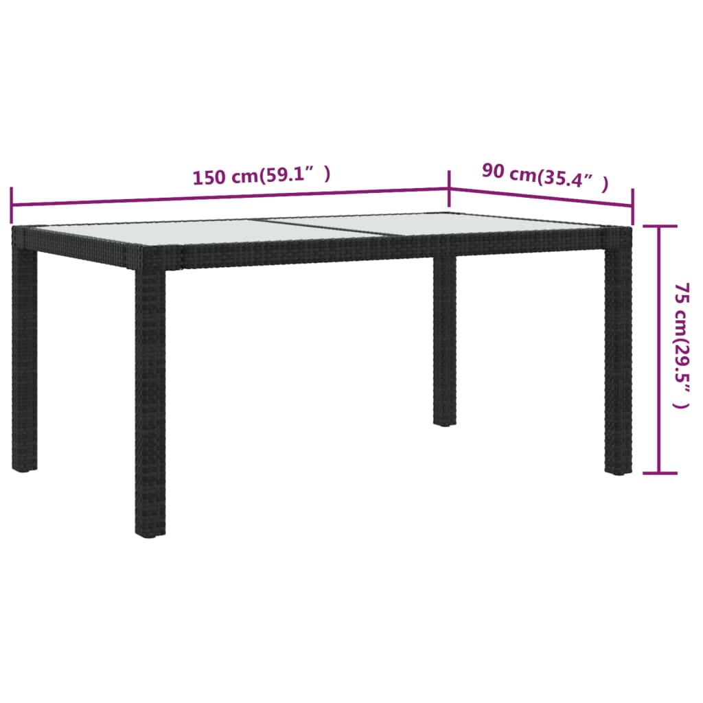 Outdoor Patio Rectangular Garden Dining Table With Glass Top Outside Tables